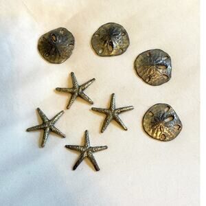 Vintage Metzke Pewter Star Fish & Sand Dollar Pieces Lot of 8- 4 of each m